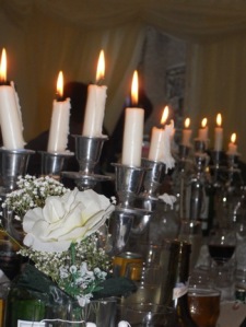 Candles lined all along the tables